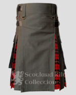 Hybrid Men's Kilt - Hybrid Men's Kilt | Custom Olive Green Hybrid Kilt | Wallace tartan pleats