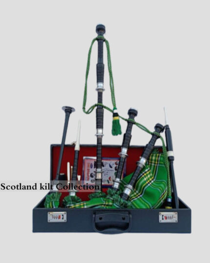 Irish National Tartan Natural Finish Bagpipe Set