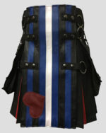 Leather Pride Flag Kilt With Rainbow Flash Pleats