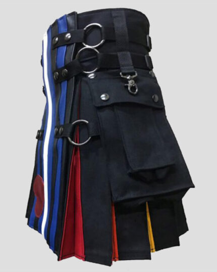 Leather Pride Flag Kilt left side