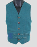 Lovet blue Tweed Argyle Jacket With Five Button Vest (2)