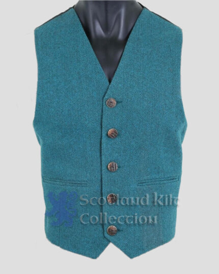 Lovet blue Tweed Argyle Jacket With Five Button Vest (2)