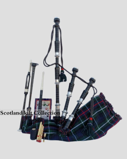 Mackenzie Tartan Black Finish Bagpipe Set