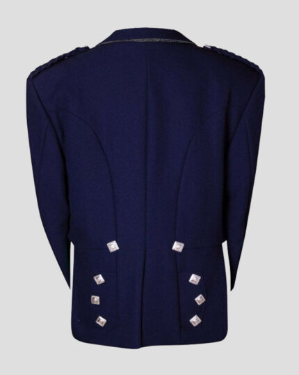 Navy Blue Prince Charlie Jacket With Waistcoat back side