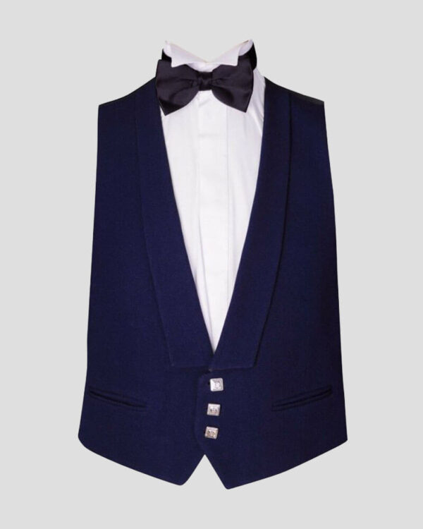 Navy Blue Prince Charlie Jacket With Waistcoat - vest