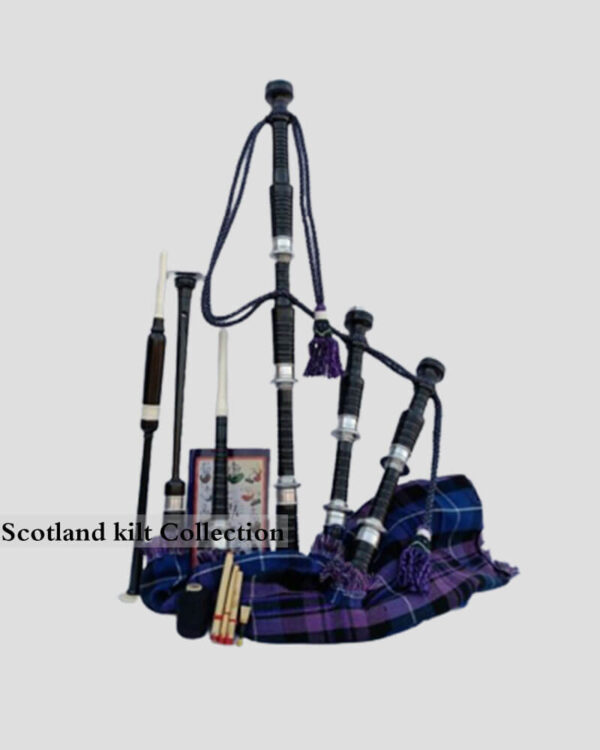 Pride Of Scotland Tartan Black Finish Bagpipe Set