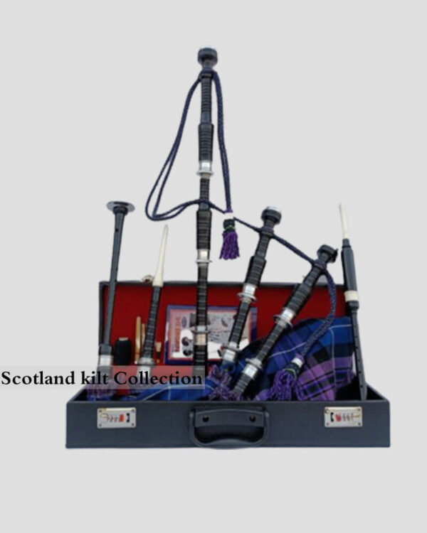 Pride Of Scotland Tartan Black Finish Bagpipe Set