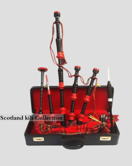 Royal Stewart Tartan Red Mounts Bagpipe Set