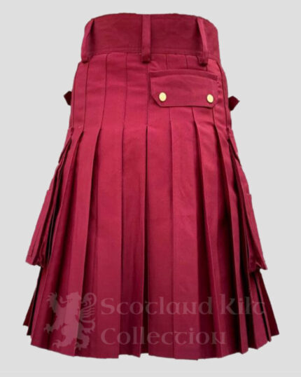 Red Modern Utility Kilt back side