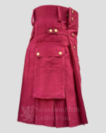 Red Modern Utility Kilt pocket side