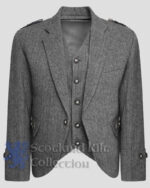 Tweed Crail Highland Kilt Jacket and Waistcoat front side - Scottish Dress