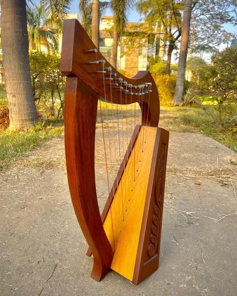 Irish Celtic Harp – 12 String Small Harp, Approx. 50cm High, With Tuning Key & Replacement Strings