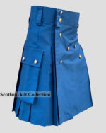 Blue Lustrous Cotton Modern Utility Kilt