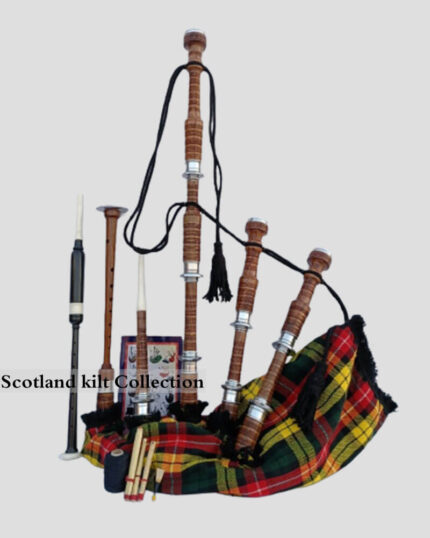 Buchanan Tartan Bagpipe Set Brown & Silver Finish