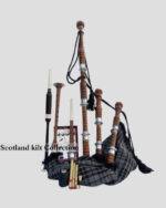 GRAY WATCH TARTAN NATURAL FINISH BAGPIPE SET Front