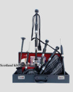 Gray Watch Tartan Black Finish Bagpipe Set