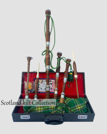 Irish National Tartan Natural Finish Bagpipe Set