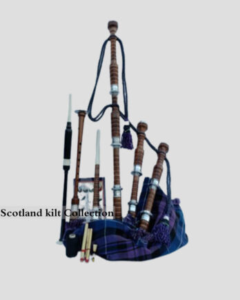 Pride Of Scotland Tartan Natural Finish Bagpipe Set