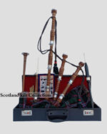 SCOTTISH NATIONAL TARTAN WITH NATURAL FINISH BAGPIPE SET