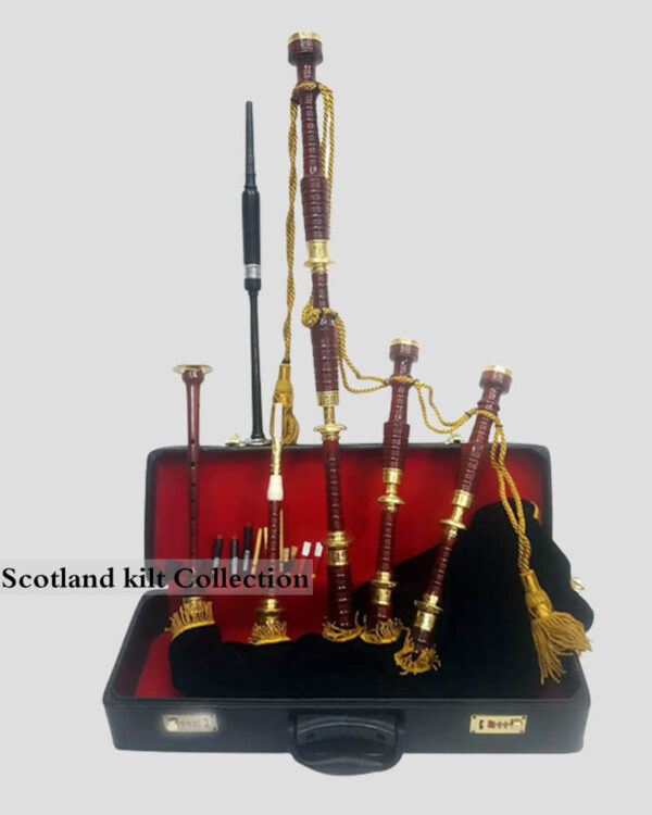 Scottish Great Highland Bagpipes Golden Engraved Mounts