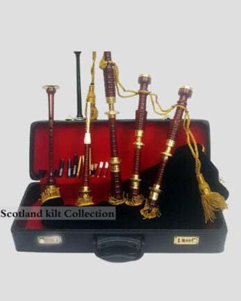Scottish Highland Gold Plated Bagpipe Set