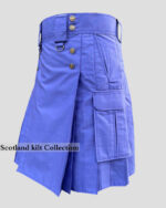 Slash Pocket Blue Utility Kilt Right side