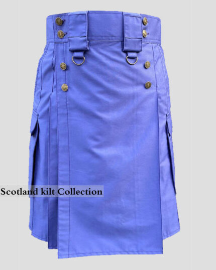 Slash Pocket Blue Utility Kilt front