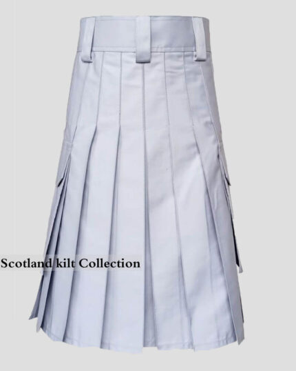 White Utility Kilt for Men Backside