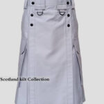 White Utility Kilt for Men Front