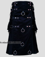 Black Long Utility Kilt - Men's Gothic Steampunk Fashion Kilt