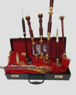 HIGHLAND NEW RED VELVET GOLD PLATED BAGPIPE SET