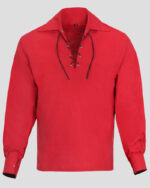 Scottish Red Jacobite Ghillie Kilt Shirt