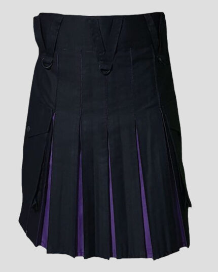 Custom Black And Purple Hybrid Kilt backside