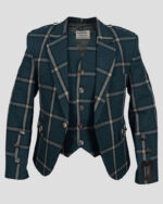 Green Pure Wool Argyll Jacket With WaistcoatVest