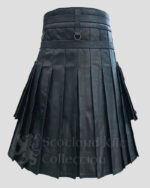 Black Fashion Leather Kilt - 100% Genuine Leather