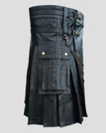Black Fashion Leather Kilt - 100% Genuine Leather