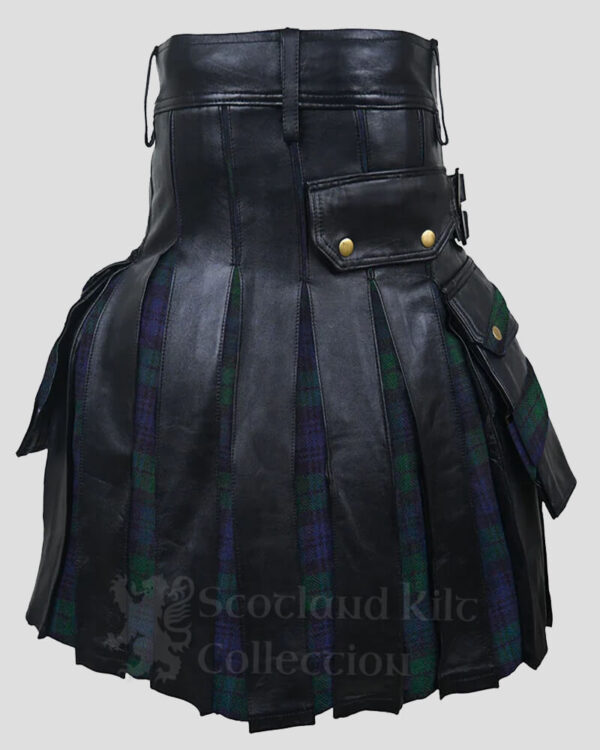 Black Watch Tartan Leather Hybrid Kilt