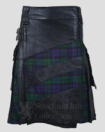 Black Watch Tartan Leather Hybrid Kilt