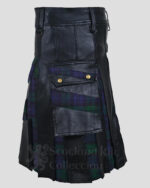 Black Watch Tartan Leather Hybrid Kilt