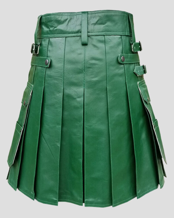 Premium Quality Handmade Green Leather Kilt
