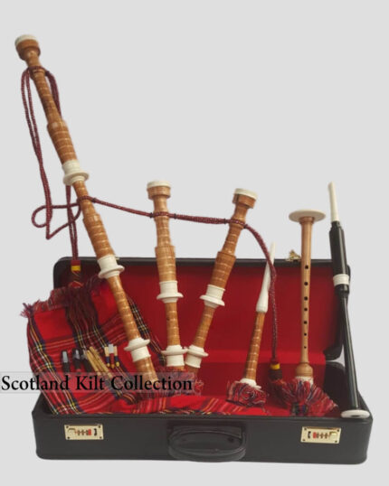 Royal Stewart Tartan Natural Finish Cocus Bagpipe Set