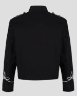 Black Napoleon Military Drummer Parade Jacket With Silver Laces