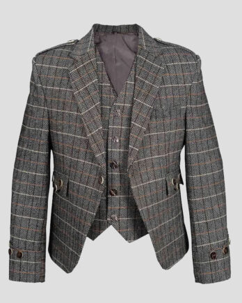 Brown Tweed Wool Argyll Jacket With Waistcoat/Vest