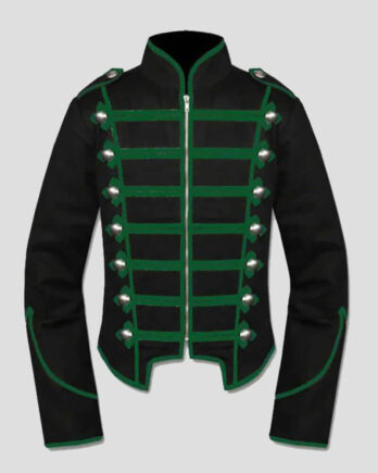 Green Black Gothic Steampunk Military Drummer Parade Jacket