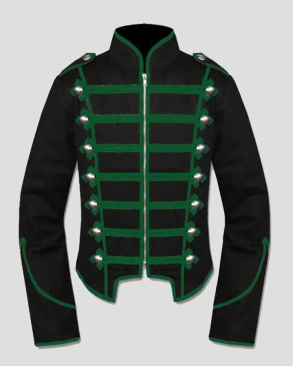 Green Black Gothic Steampunk Military Drummer Parade Jacket