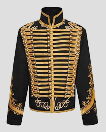 Men’s Black Marching Band Drummer Military Parade Jacket