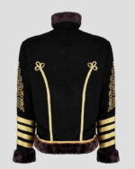 Men's Black Gold Hussar Steampunk Parade Jacket Faux Fur