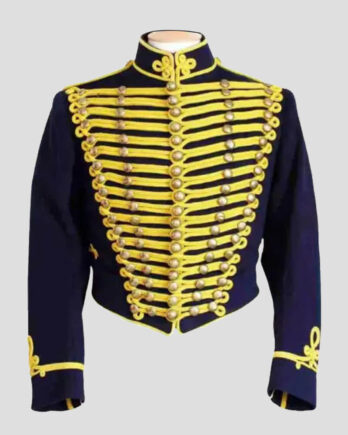 Mens Navy Blue Hussar Military Jacket