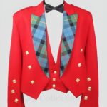 Red Prince Charlie Jacket & 3 Button Vest Tartan Lapels