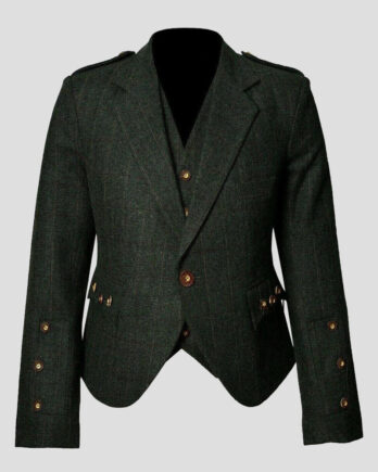 Trendy Scottish Tweed Argyle Kilt Jacket With Waistcoat/Vest